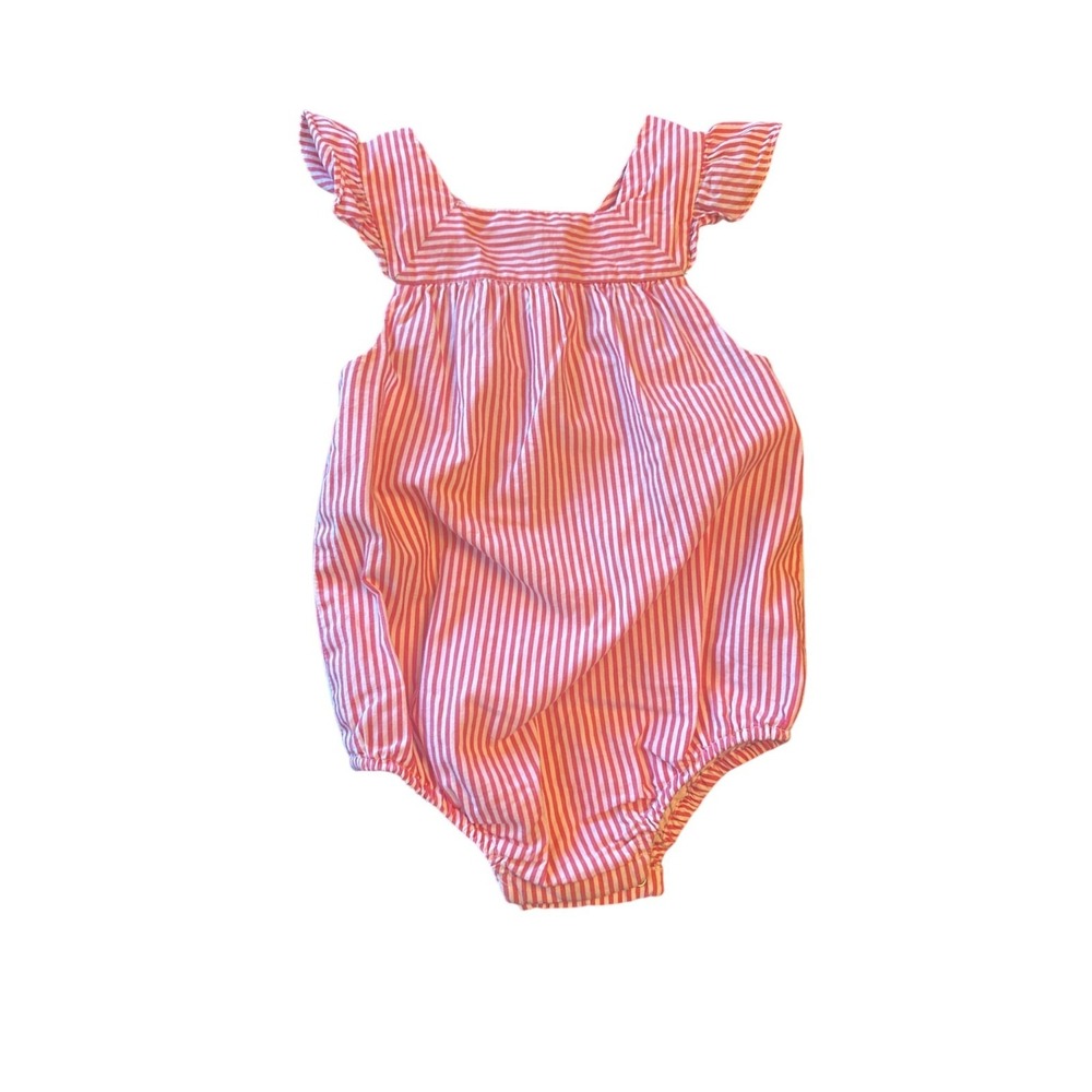 Jacadi‎ Paris Baby Romper 18M Red & White Striped Cotton